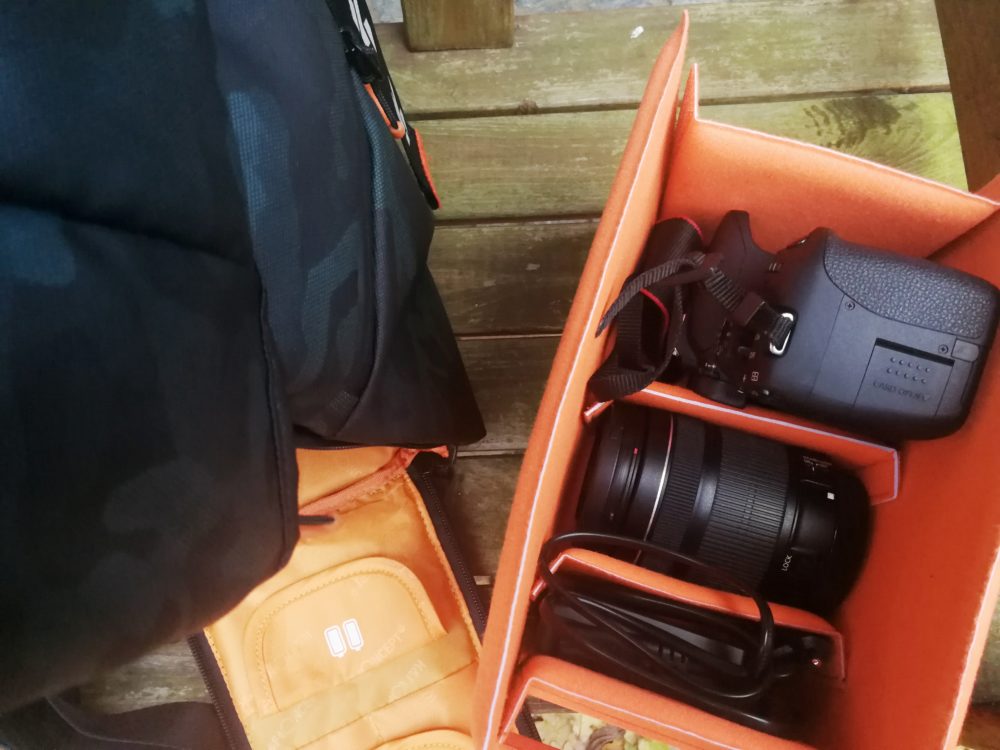 Variables Kameramodul im unteren Teil des Rucksacks 