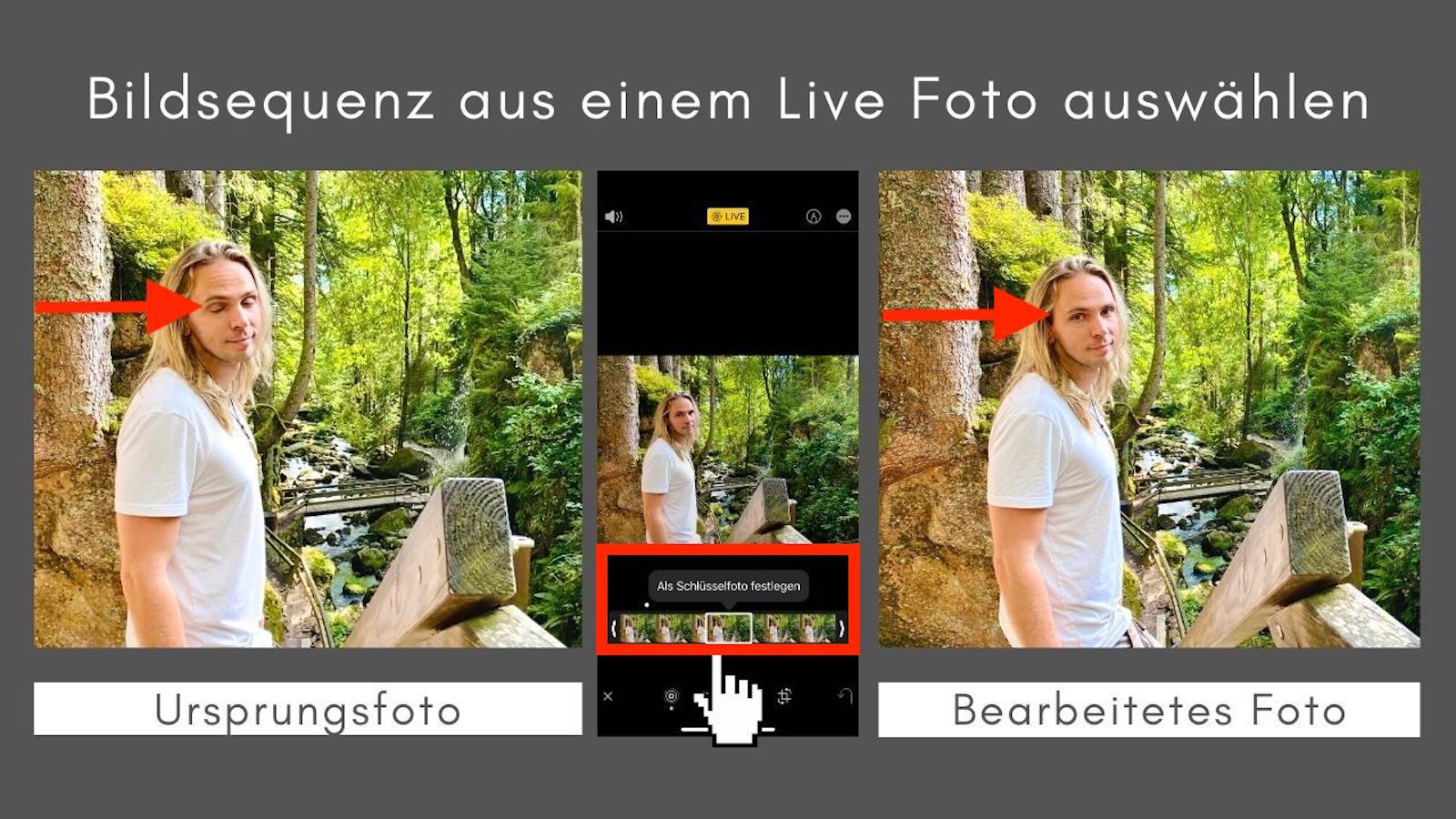 Bildbearbeitung iPhone Live Modus geschlossene Augen