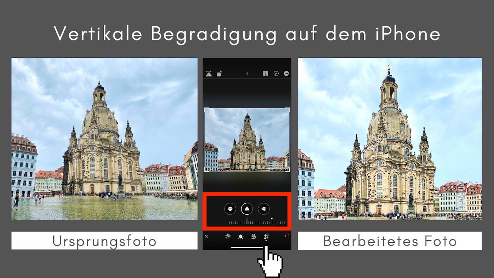Vertikale Begradigung iPhone